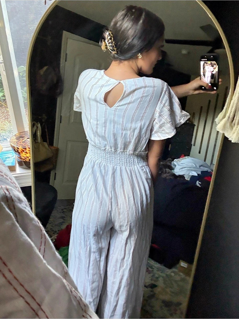 Striped Wide-Leg Jumpsuit in Blue & White - Picture 6 of 8